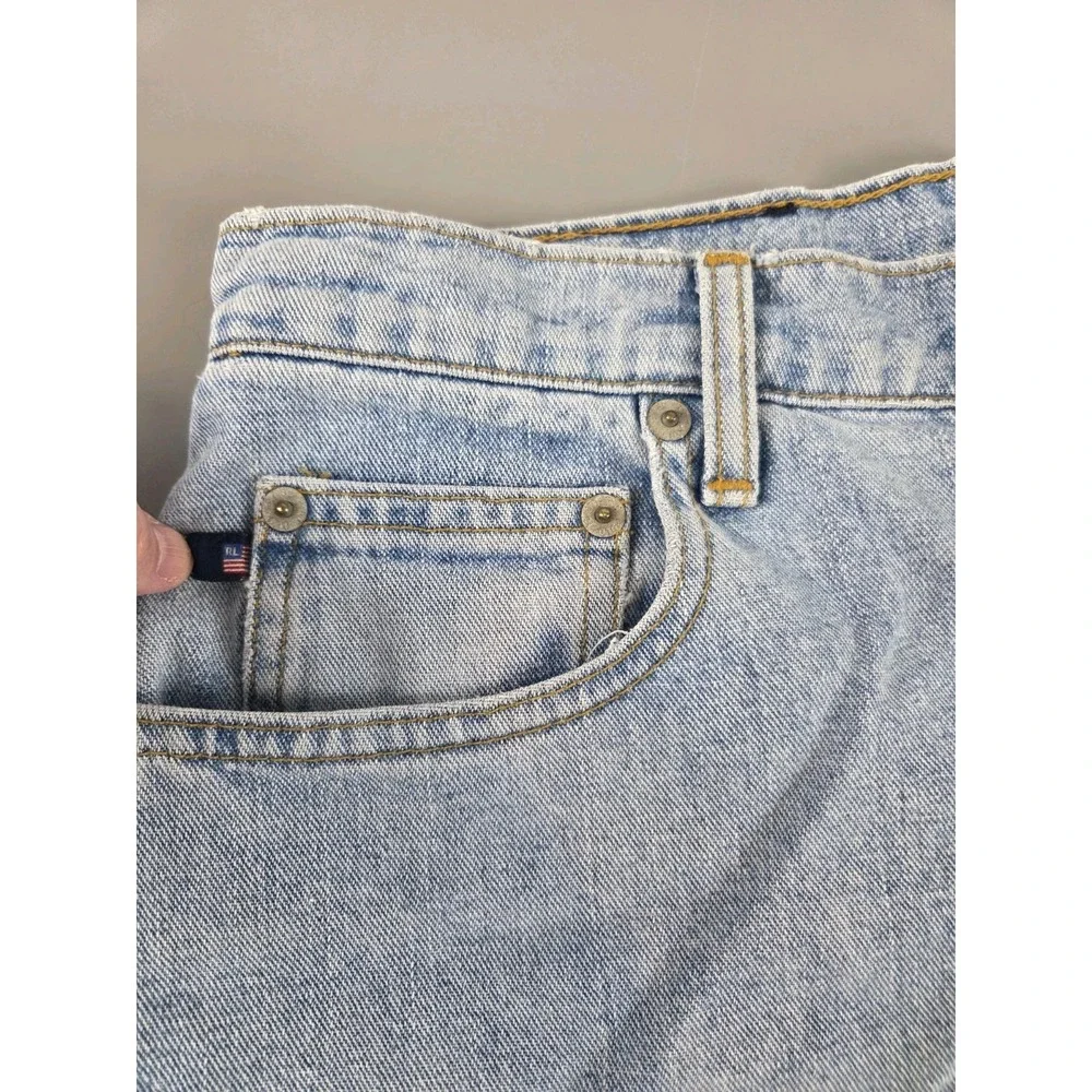 VTG Polo Jeans Co Ralph Lauren Cutoff Denim Shorts Flag Patch Light Wash Sz 6